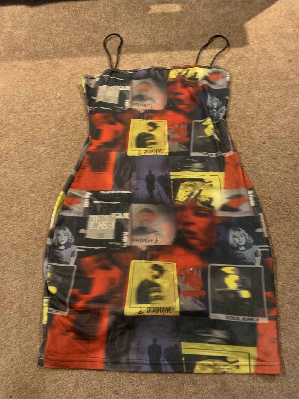 Graphic Collage Print Bodycon Cami Mini Dress